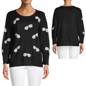 NWT New Karl Lagerfeld Paris Sequin Sunglasses Sweater Size L